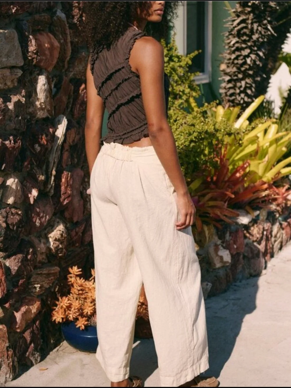 Free People Demi Cotton Linen Pants — Tea Cookie